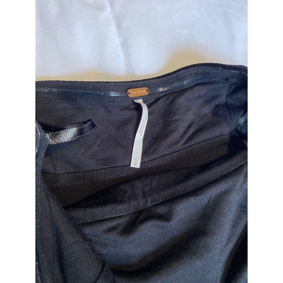 Free People Black and Gold Shattered Foil Velvet Strapless Mini Dress Small - Picture 2 of 6